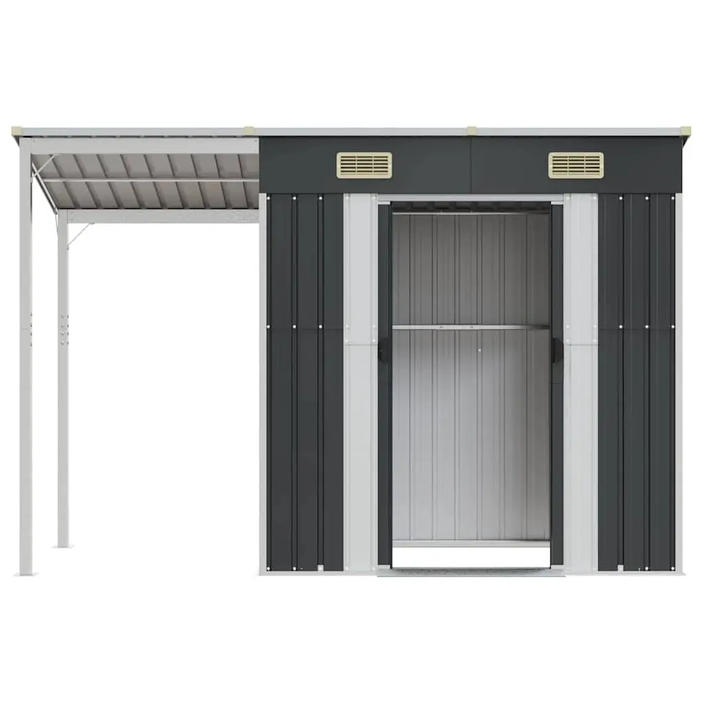 Garden Shed Galvanised Steel 277x107x181cm Anthracite Extended Roof