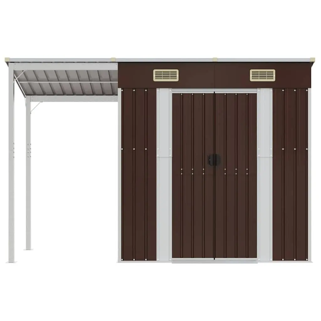 Garden Shed Galvanised Steel 277x107x181cm Brown Outdoor Storage Tool House