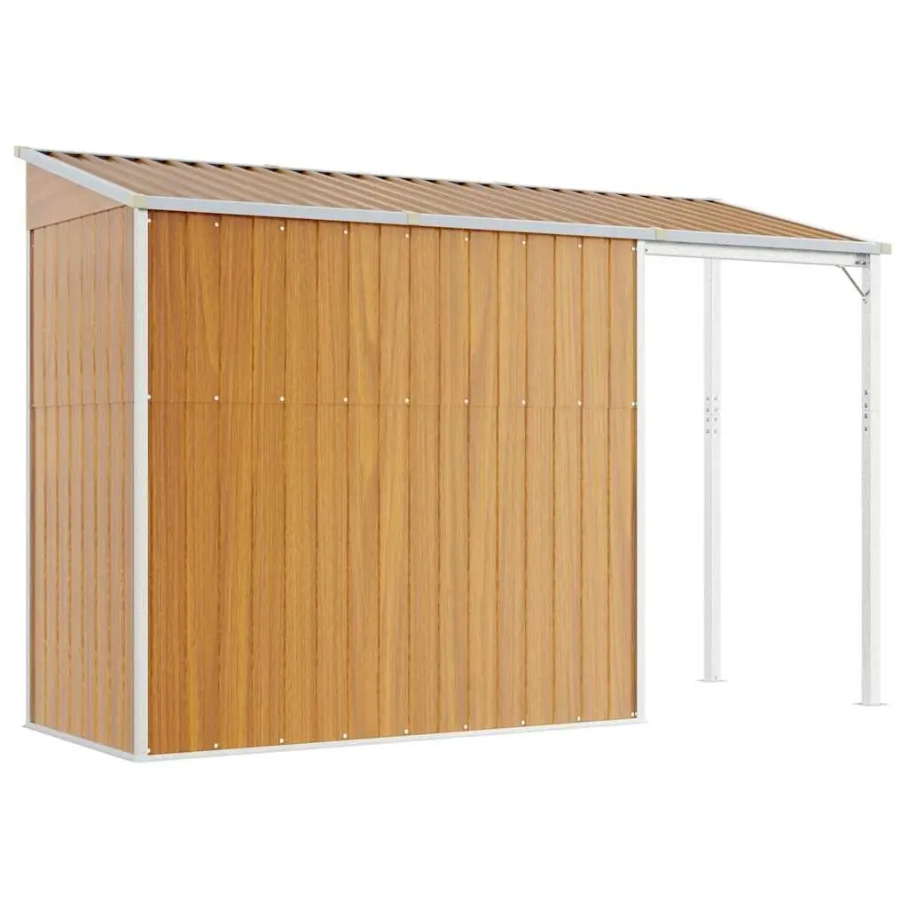 Garden Shed Galvanised Steel Extended Roof 277 x 107 x 181 cm Brown