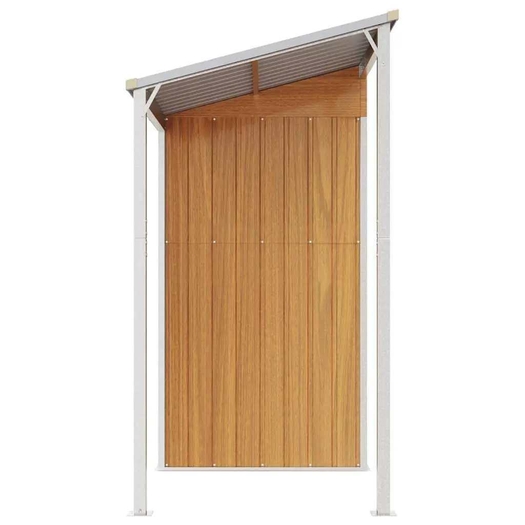 Garden Shed Galvanised Steel Extended Roof 277 x 107 x 181 cm Brown