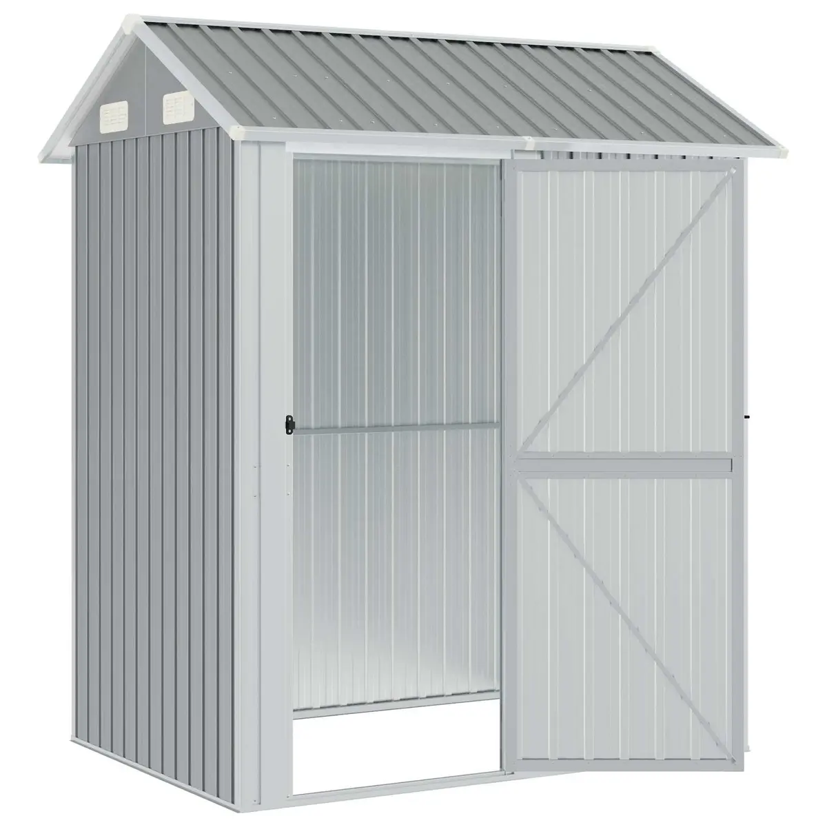 Garden Shed Grey 192x152.5x237cm Galvanised Steel Outdoor Storage Tool House