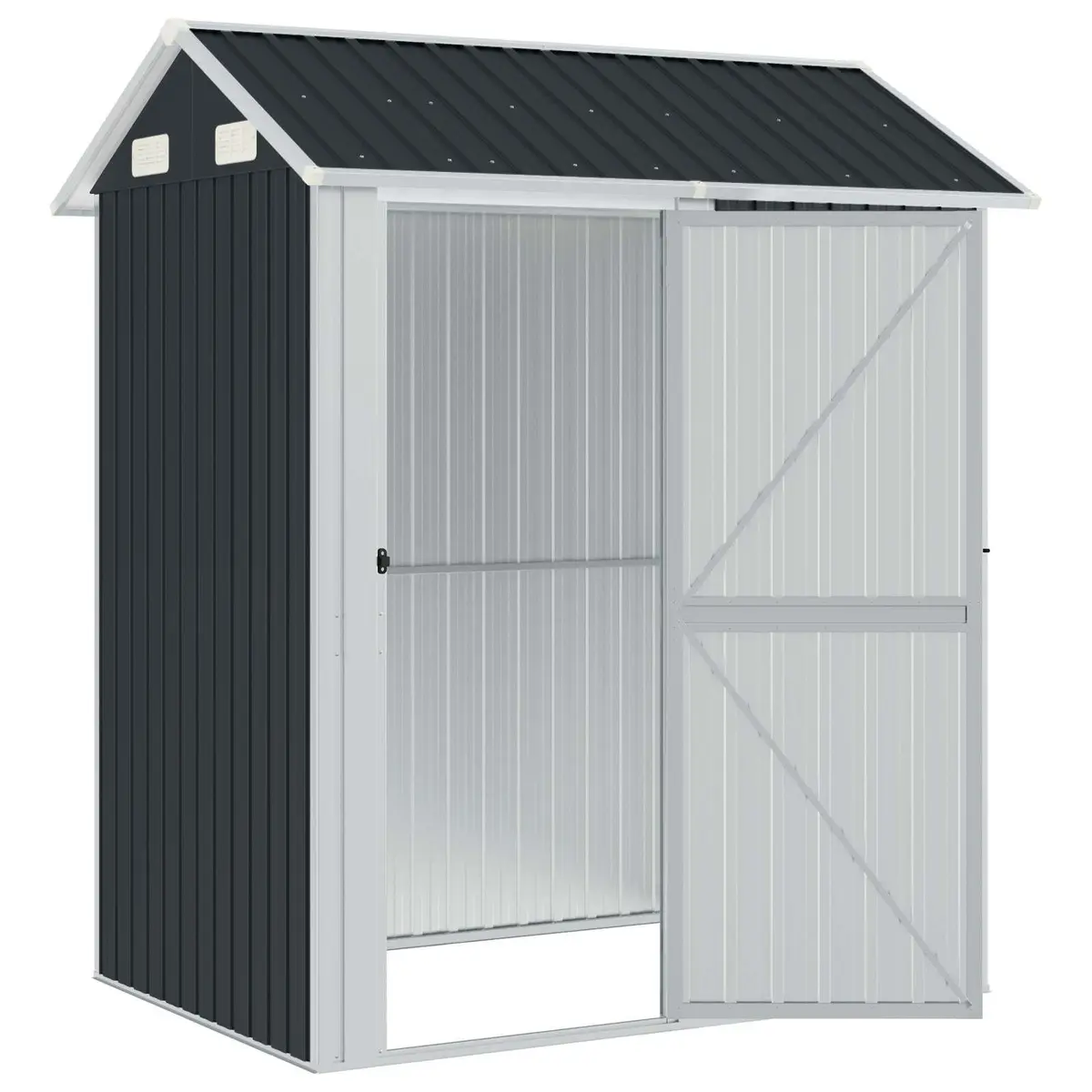 Garden Shed Galvanised Steel 192 x 152.5 x 237 cm Outdoor Storage Anthracite