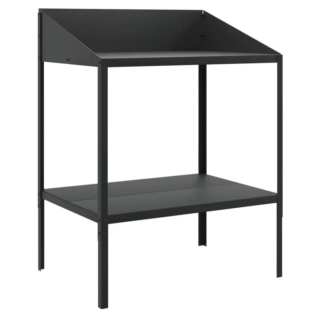 Plant Stand Galvanised Steel 2 Tier Anthracite Indoor Outdoor Flower Display Shelf