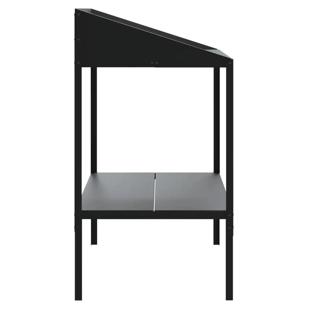 Plant Stand Galvanised Steel 2 Tier Anthracite Indoor Outdoor Flower Display Shelf