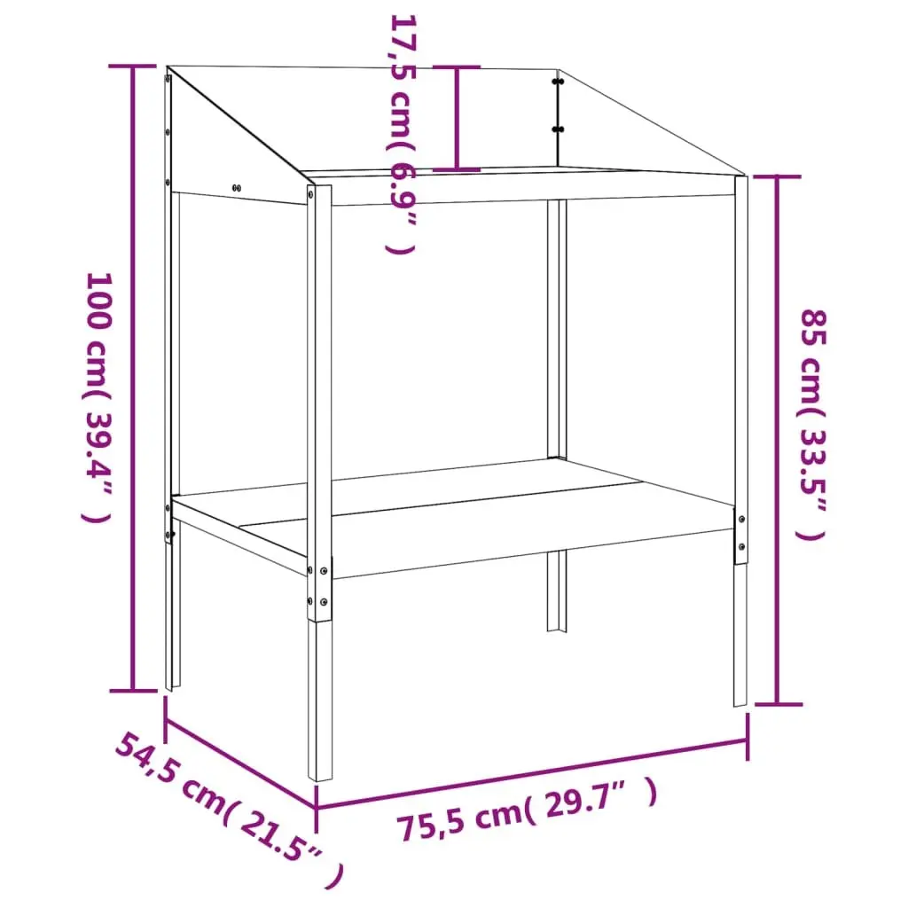 Plant Stand Galvanised Steel 2 Tier Anthracite Indoor Outdoor Flower Display Shelf