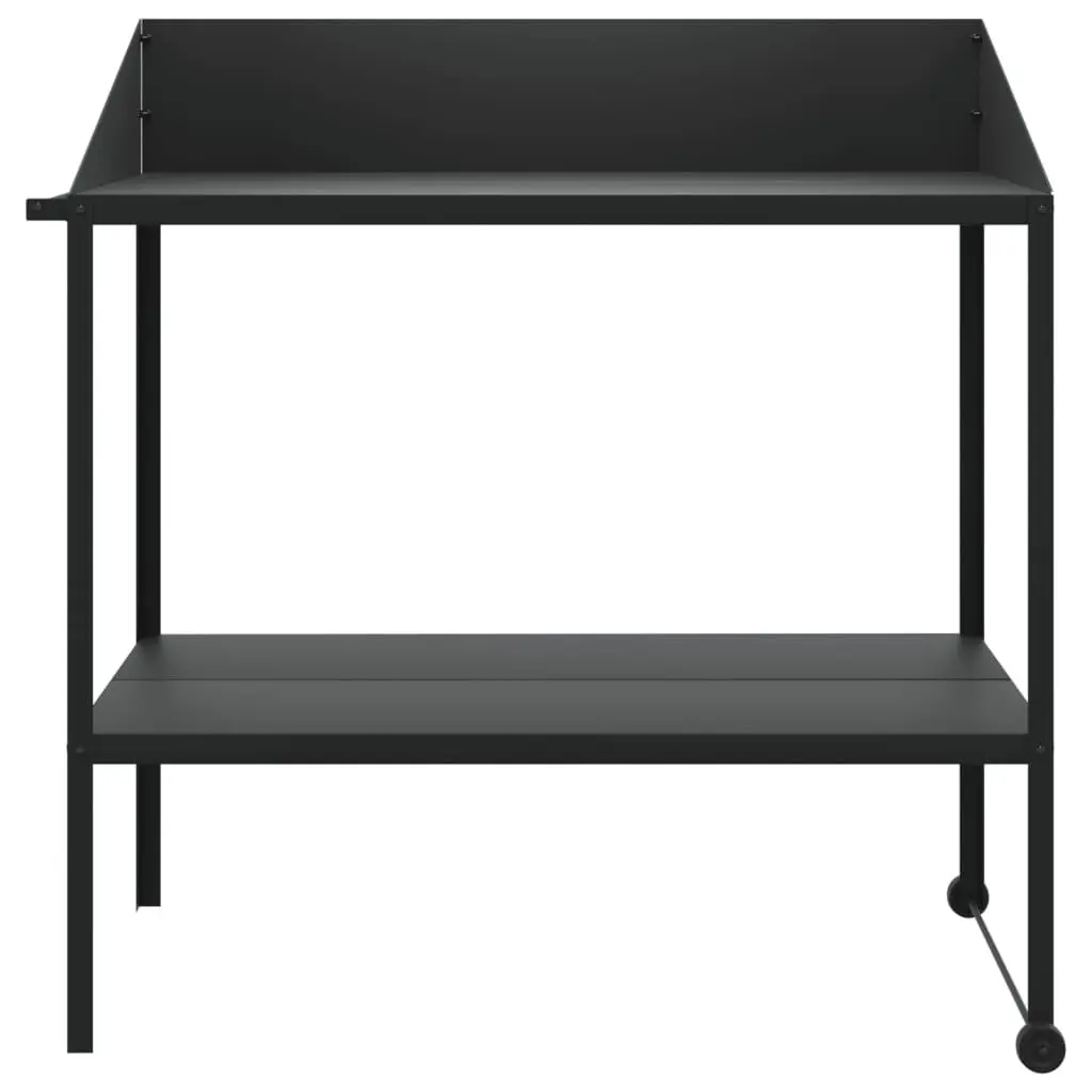 Plant Stand 100x54.5x100cm Two Tier Galvanised Steel Wheels Side Handle