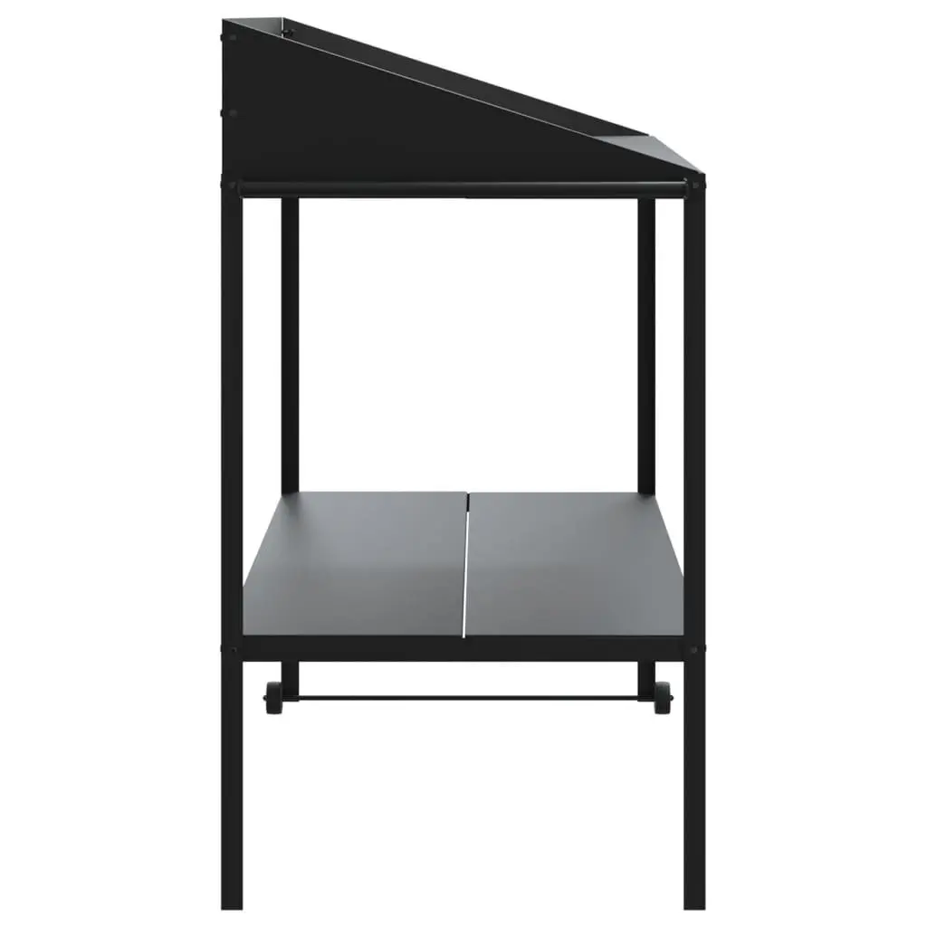 Plant Stand 100x54.5x100cm Two Tier Galvanised Steel Wheels Side Handle