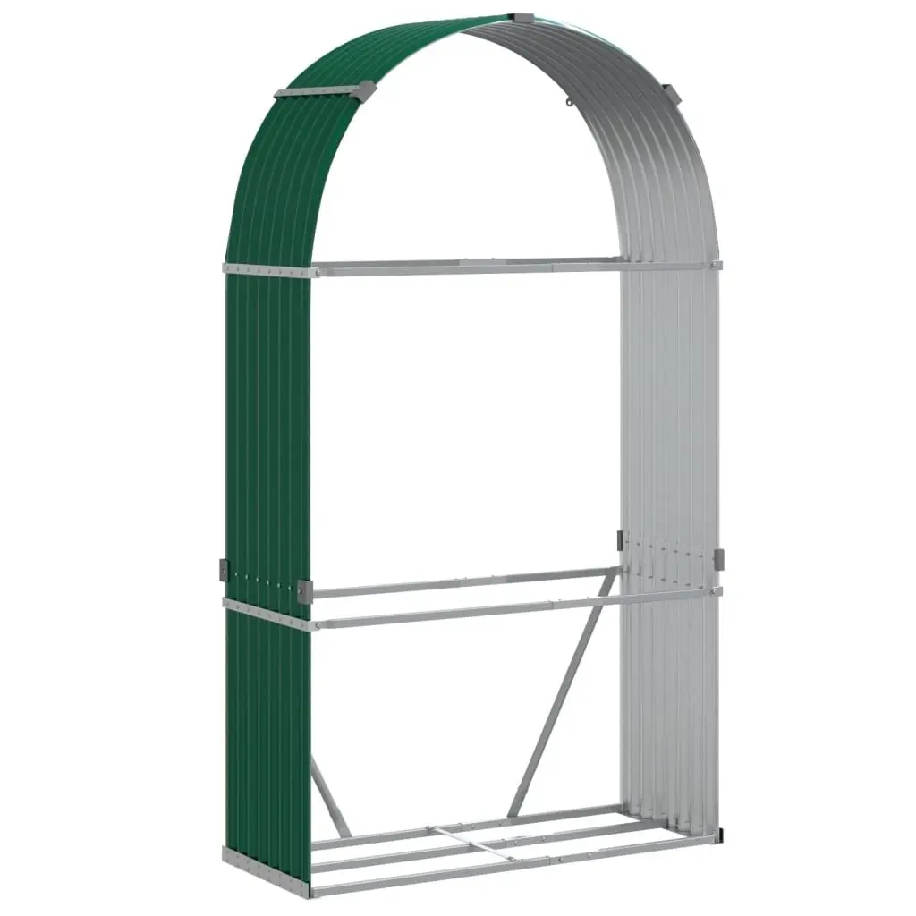 Log Holder Galvanised Steel Green Outdoor Large Size 120W x 45D x 210H cm