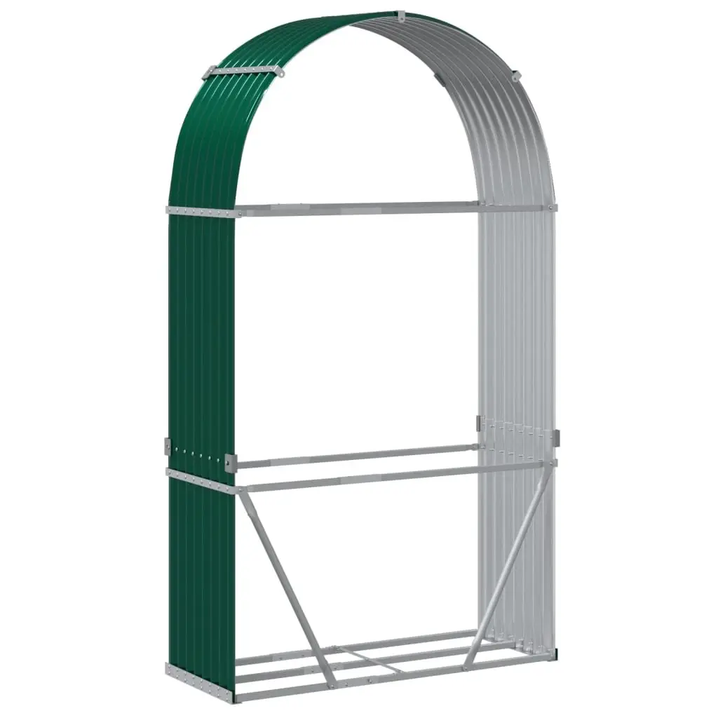 Log Holder Galvanised Steel Green Outdoor Large Size 120W x 45D x 210H cm