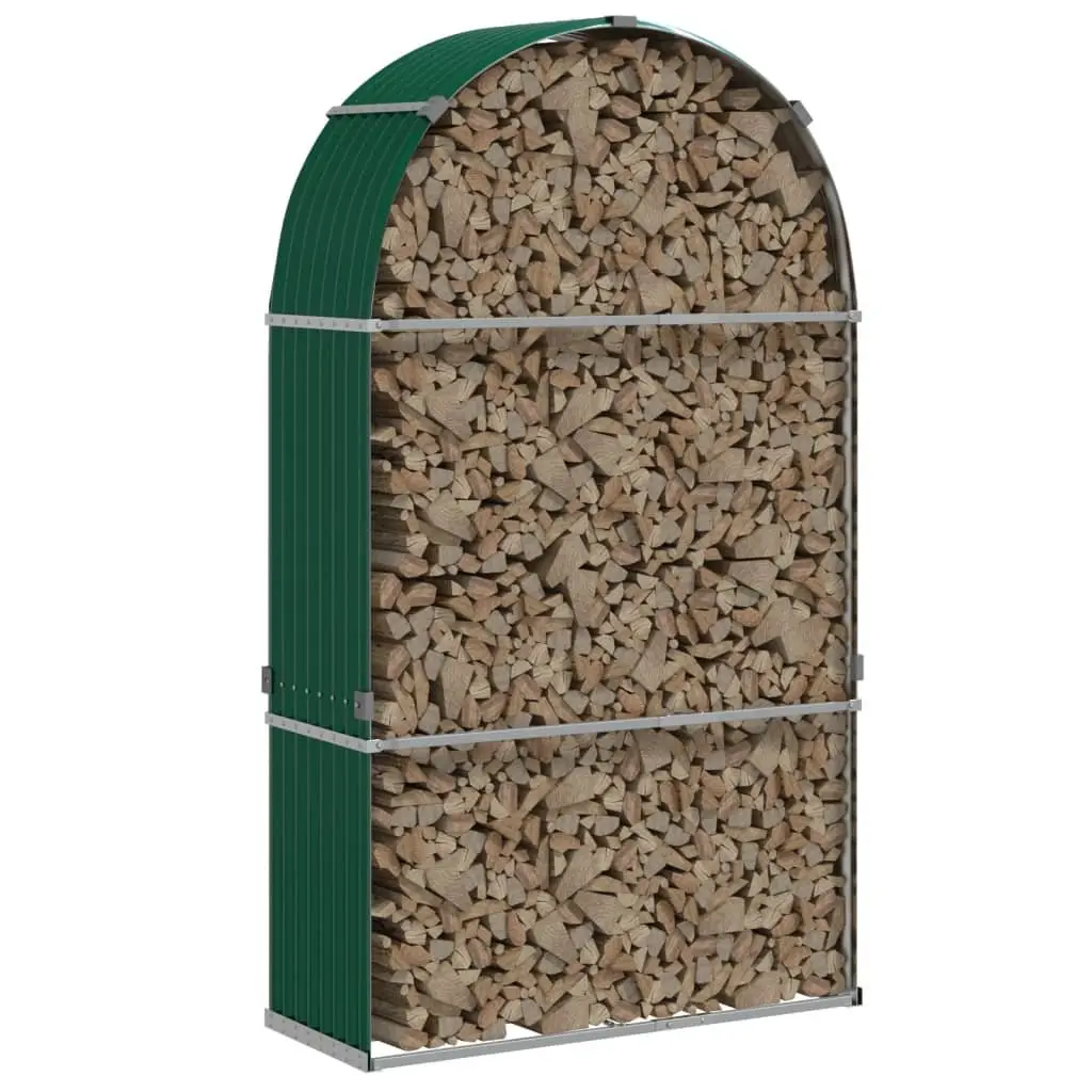 Log Holder Galvanised Steel Green Outdoor Large Size 120W x 45D x 210H cm