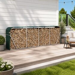 Log Holder Firewood Rack Storage Galvanised Steel Green Outdoor Indoor Fireplace
