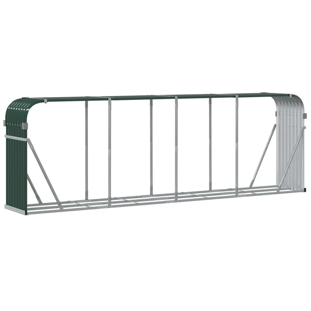 Log Holder Firewood Rack Storage Galvanised Steel Green Outdoor Indoor Fireplace