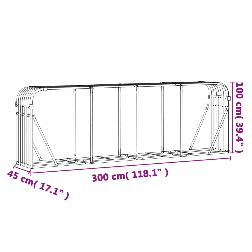 Log Holder Firewood Rack Storage Galvanised Steel Green Outdoor Indoor Fireplace