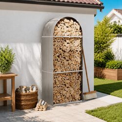Practical Grey Steel Log Holder for Home Use