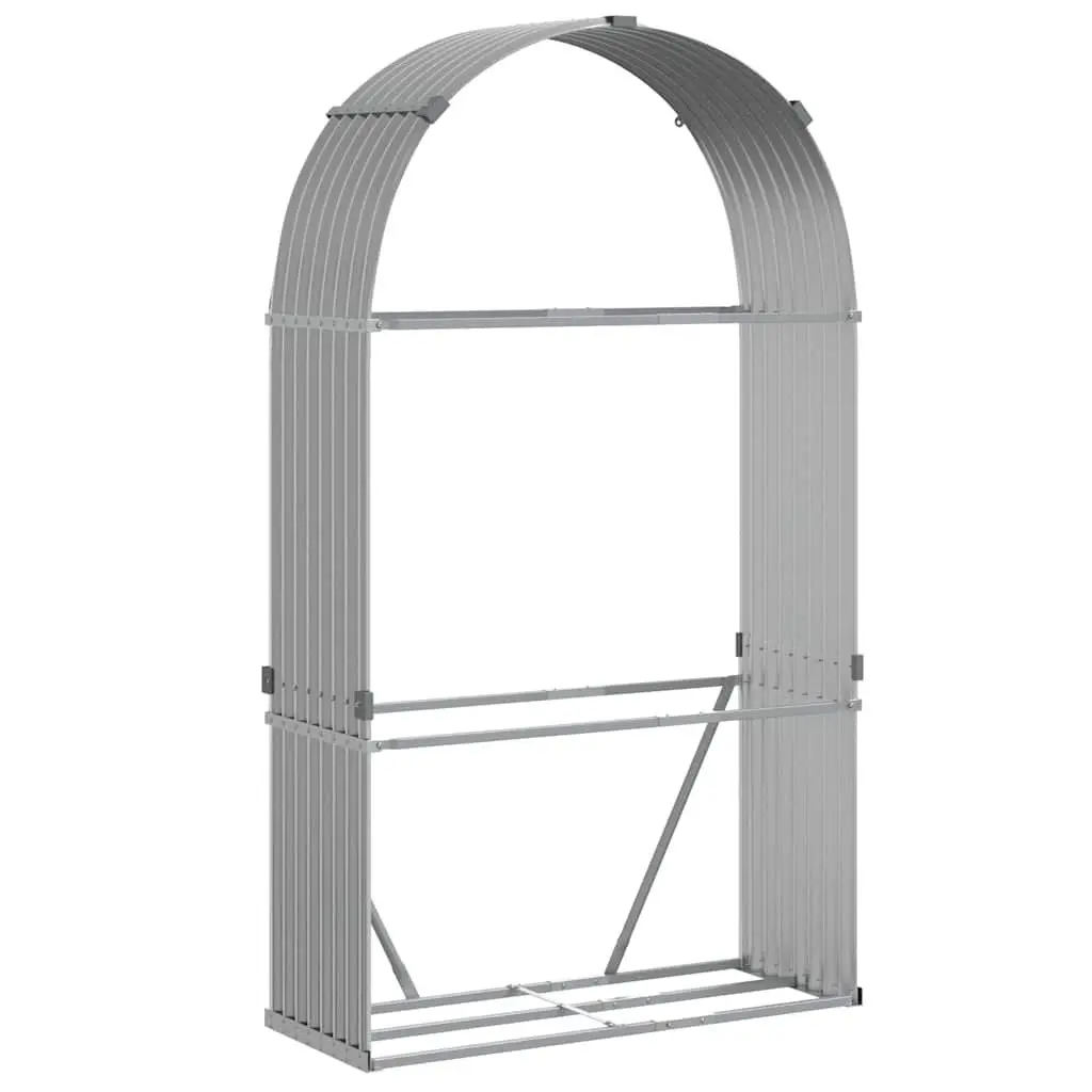 Log Holder Galvanised Steel 120x45x210cm Outdoor Firewood Rack Grey