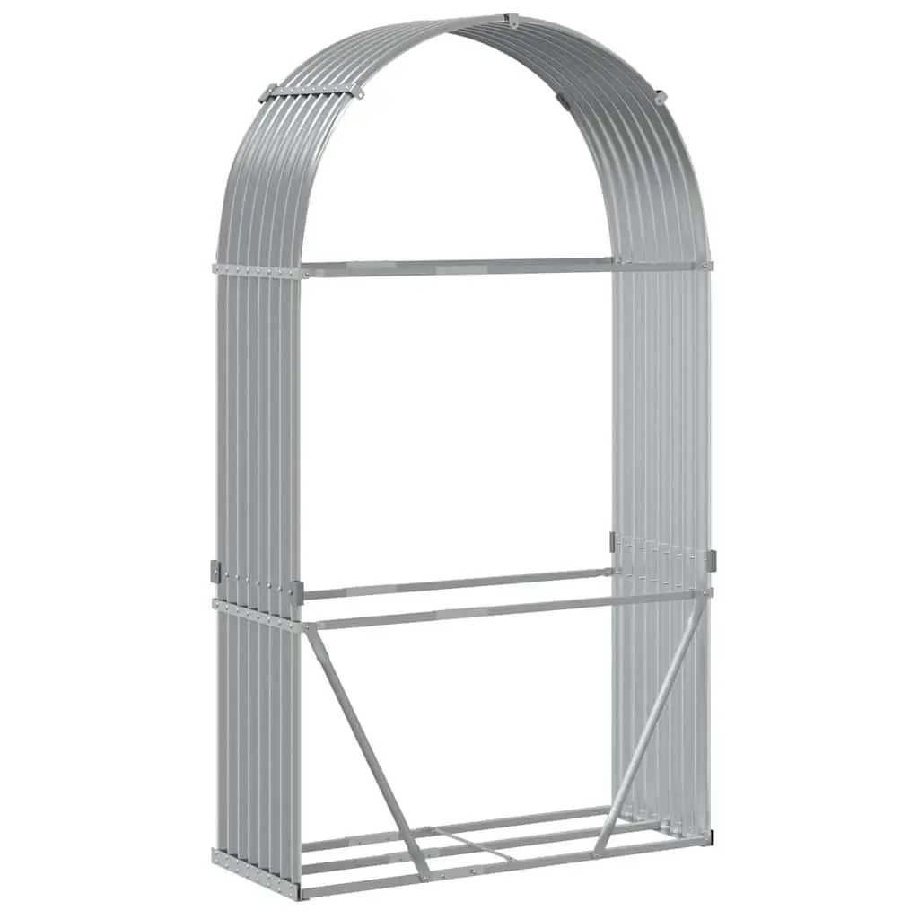 Log Holder Galvanised Steel 120x45x210cm Outdoor Firewood Rack Grey