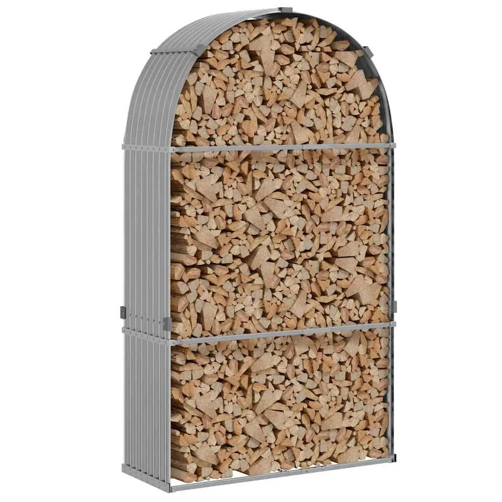 Log Holder Galvanised Steel 120x45x210cm Outdoor Firewood Rack Grey