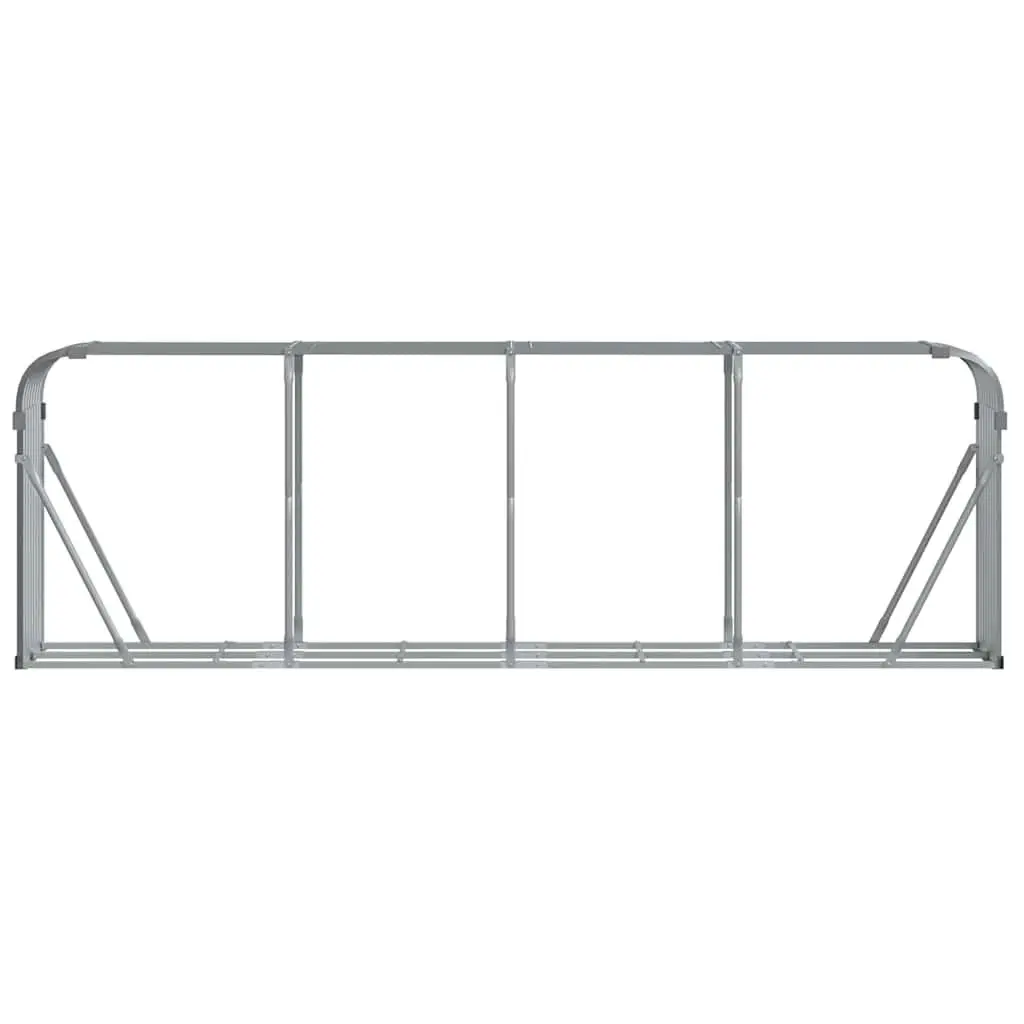 Log Holder Rack Galvanised Steel 300x45x100cm Light Grey Firewood Storage Stand