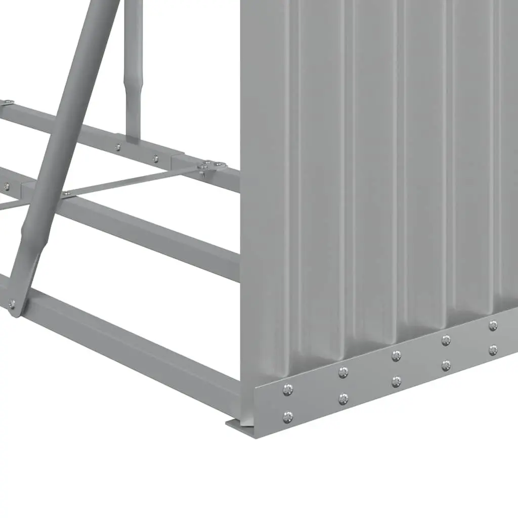 Log Holder Rack Galvanised Steel 300x45x100cm Light Grey Firewood Storage Stand