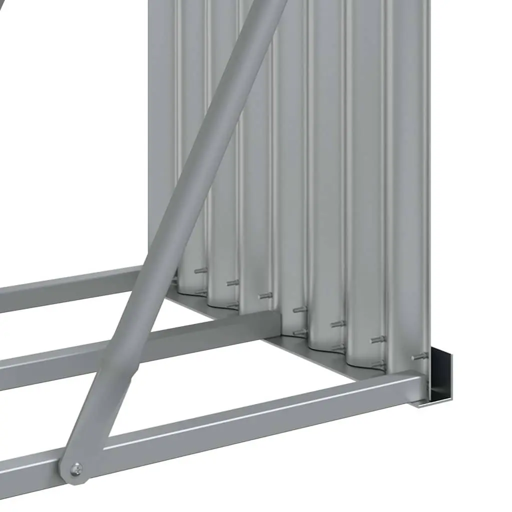 Log Holder Rack Galvanised Steel 300x45x100cm Light Grey Firewood Storage Stand