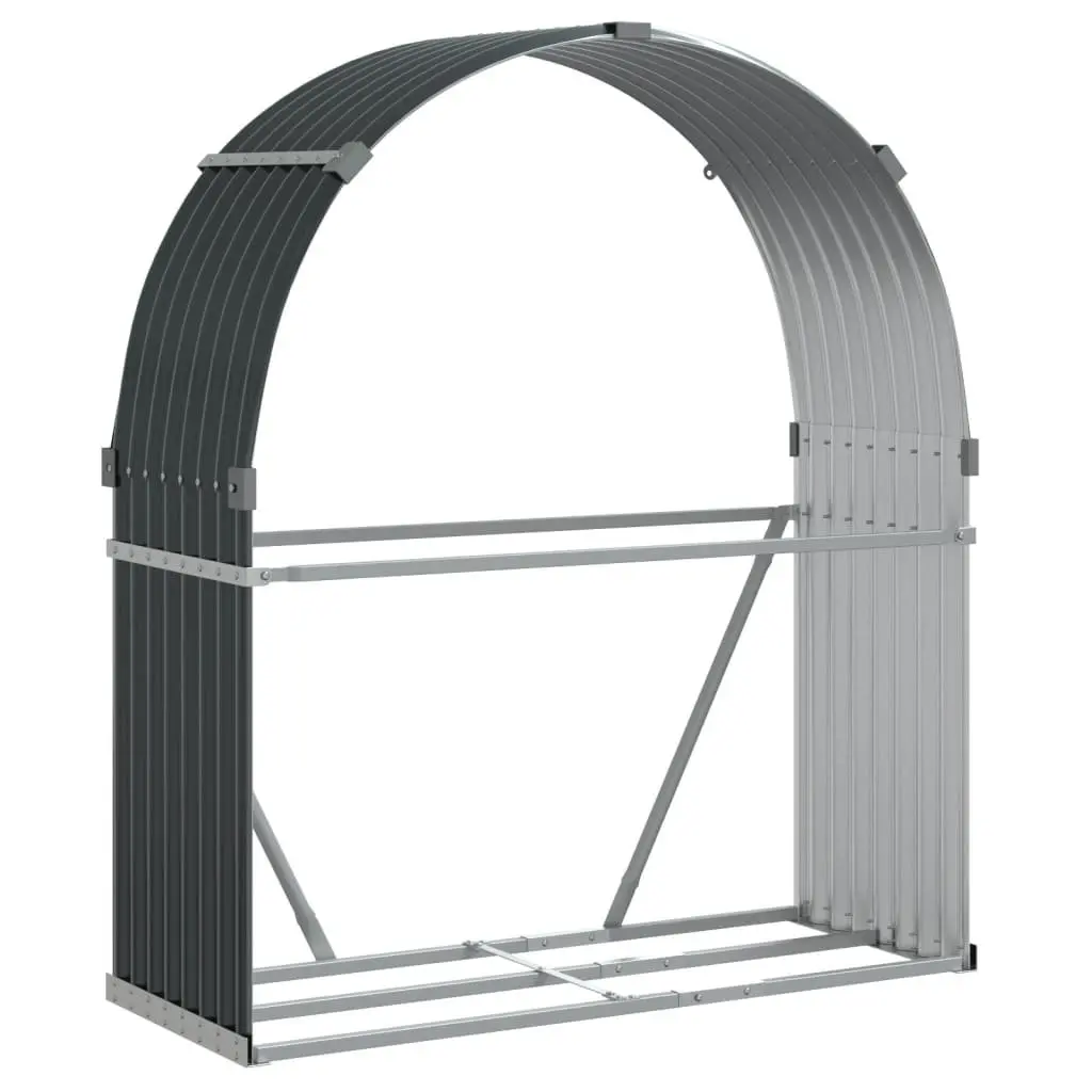 Log Holder Anthracite Galvanised Steel Fireplace Wood Storage Rack 120x45x140cm
