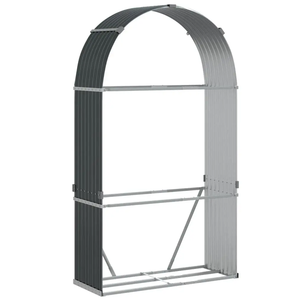 Log Holder Anthracite 120x45x210 cm Galvanised Steel Fireplace Wood Storage Rack