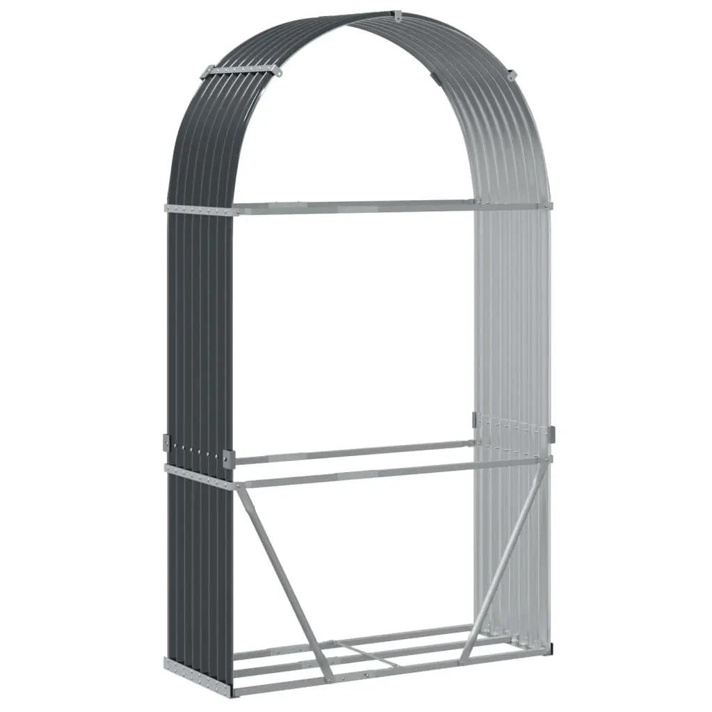 Log Holder Anthracite 120x45x210 cm Galvanised Steel Fireplace Wood Storage Rack