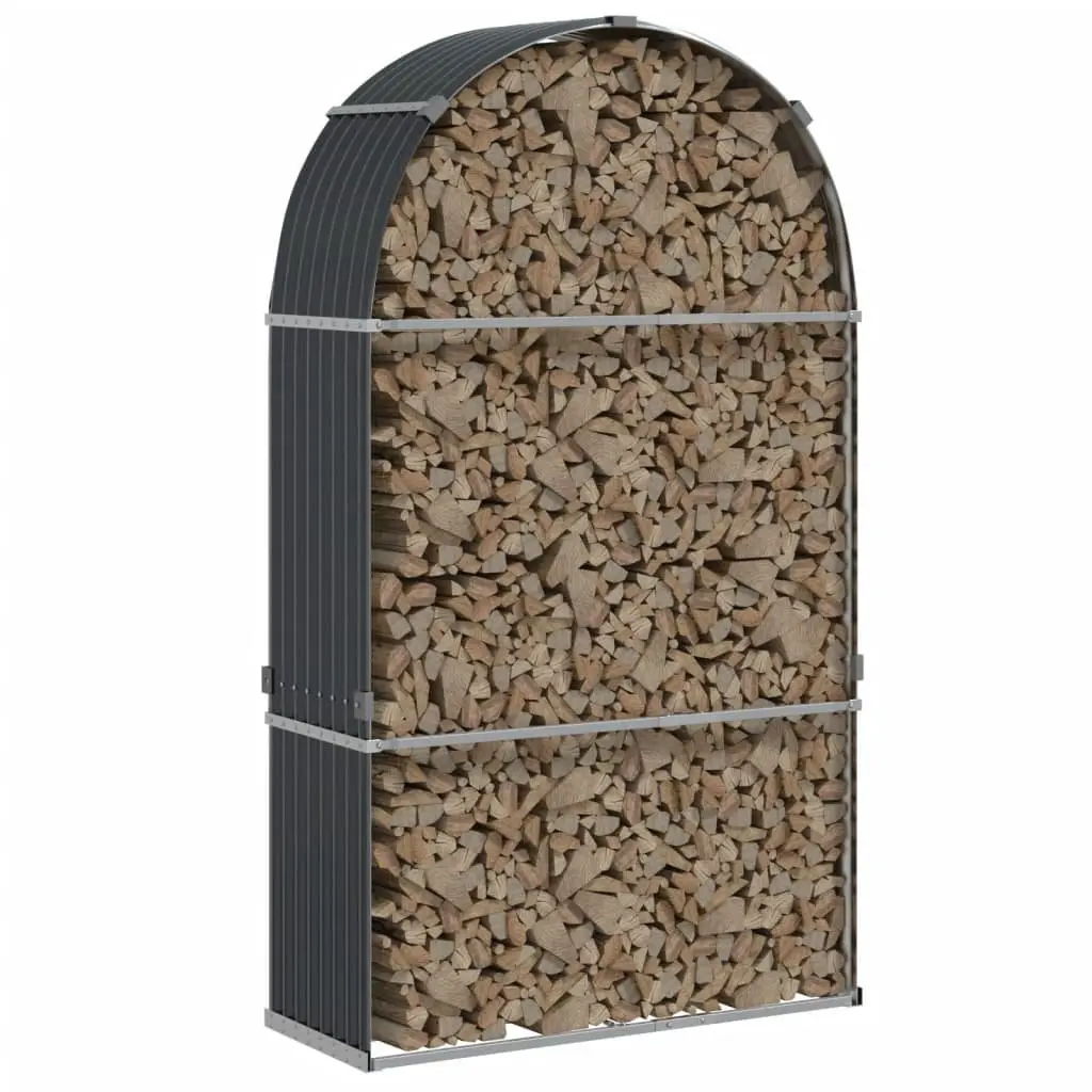 Log Holder Anthracite 120x45x210 cm Galvanised Steel Fireplace Wood Storage Rack