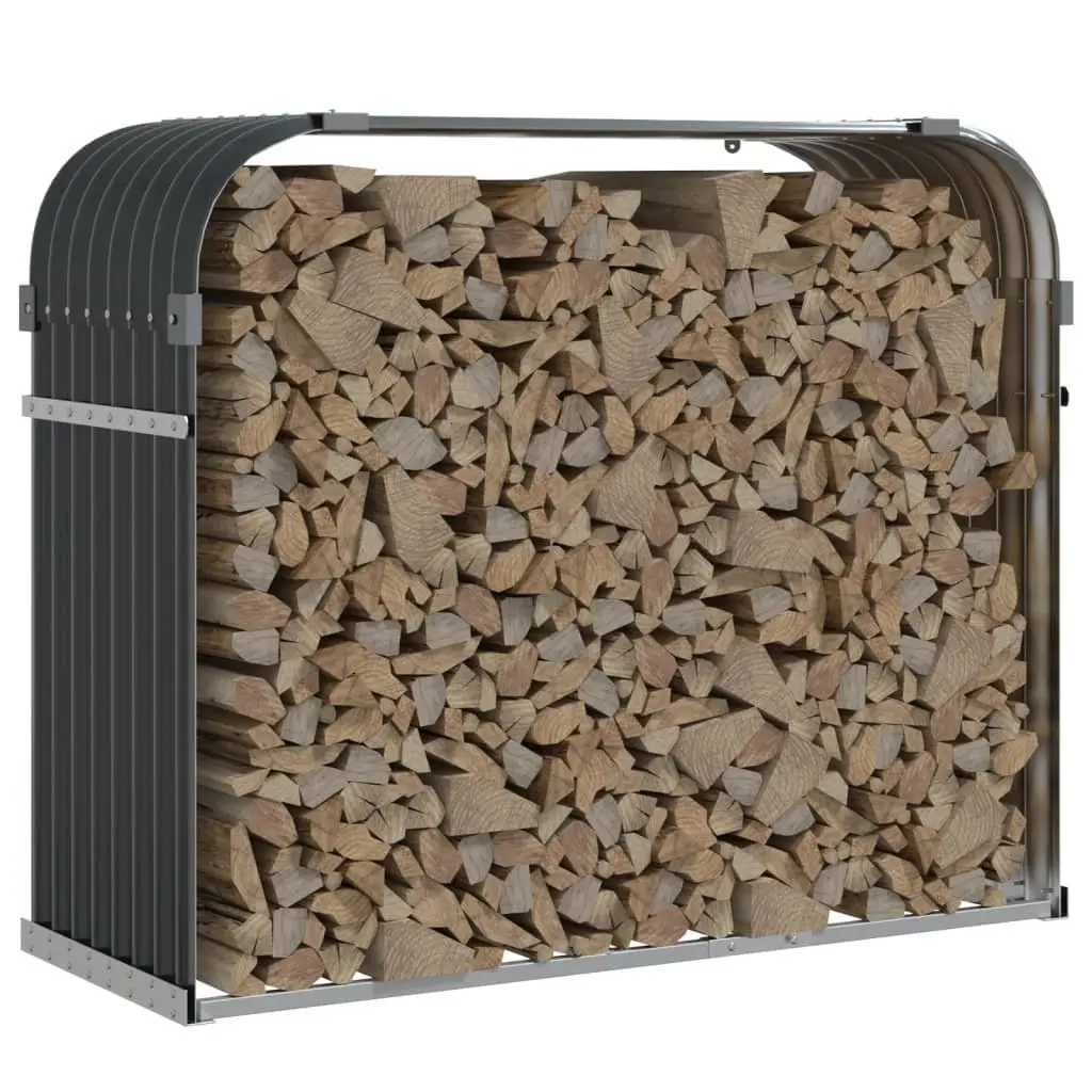 Log Holder Galvanised Steel 120 x 45 x 100 cm Anthracite Firewood Storage Rack Indoor Outdoor