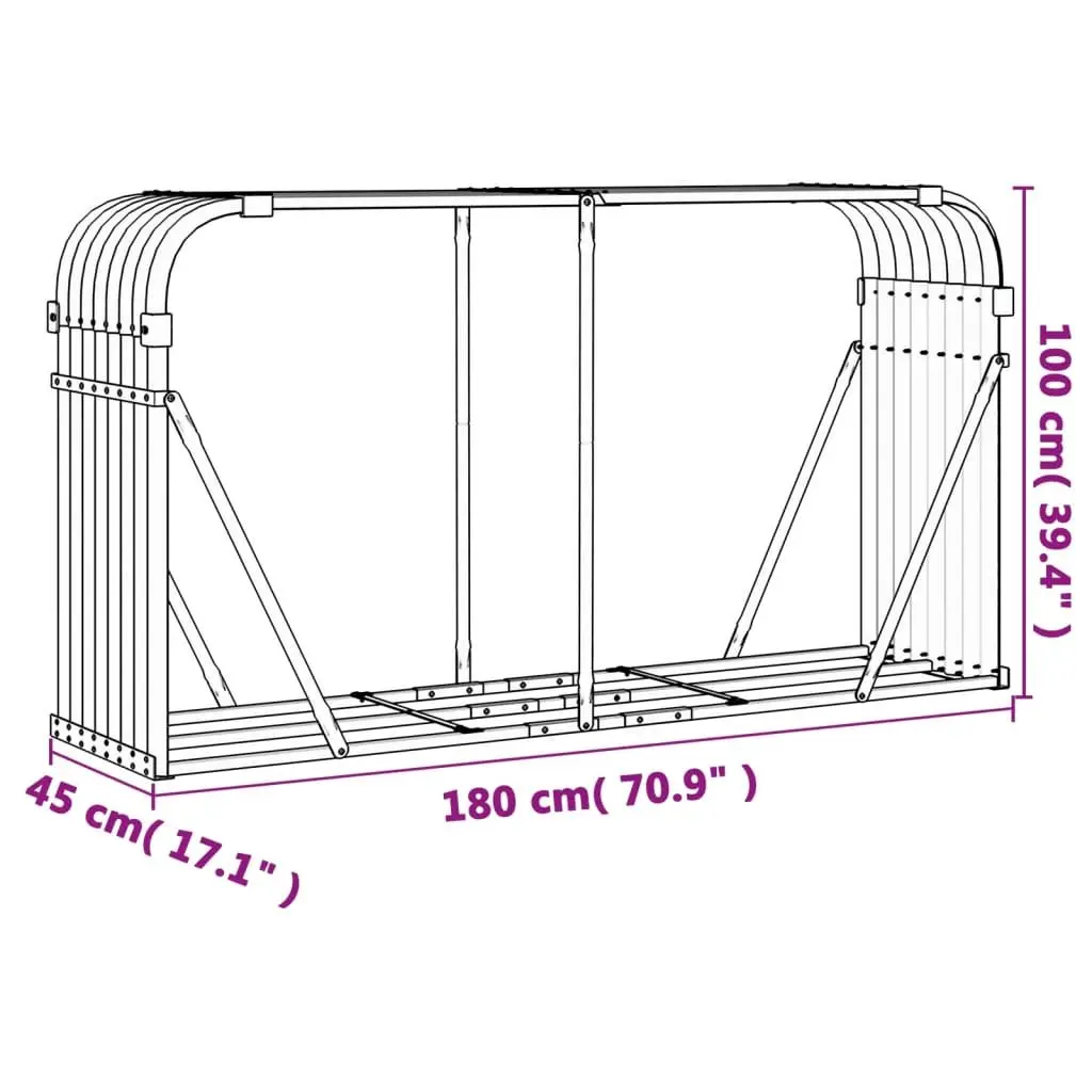 Log Holder Steel 180 x 45 x 100 cm Anthracite Firewood Rack Storage Stand