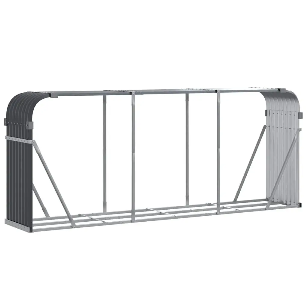 Log Storage Rack Heavy Duty Galvanised Steel 234x45x100cm Anthracite for Fireplace and Log Burner