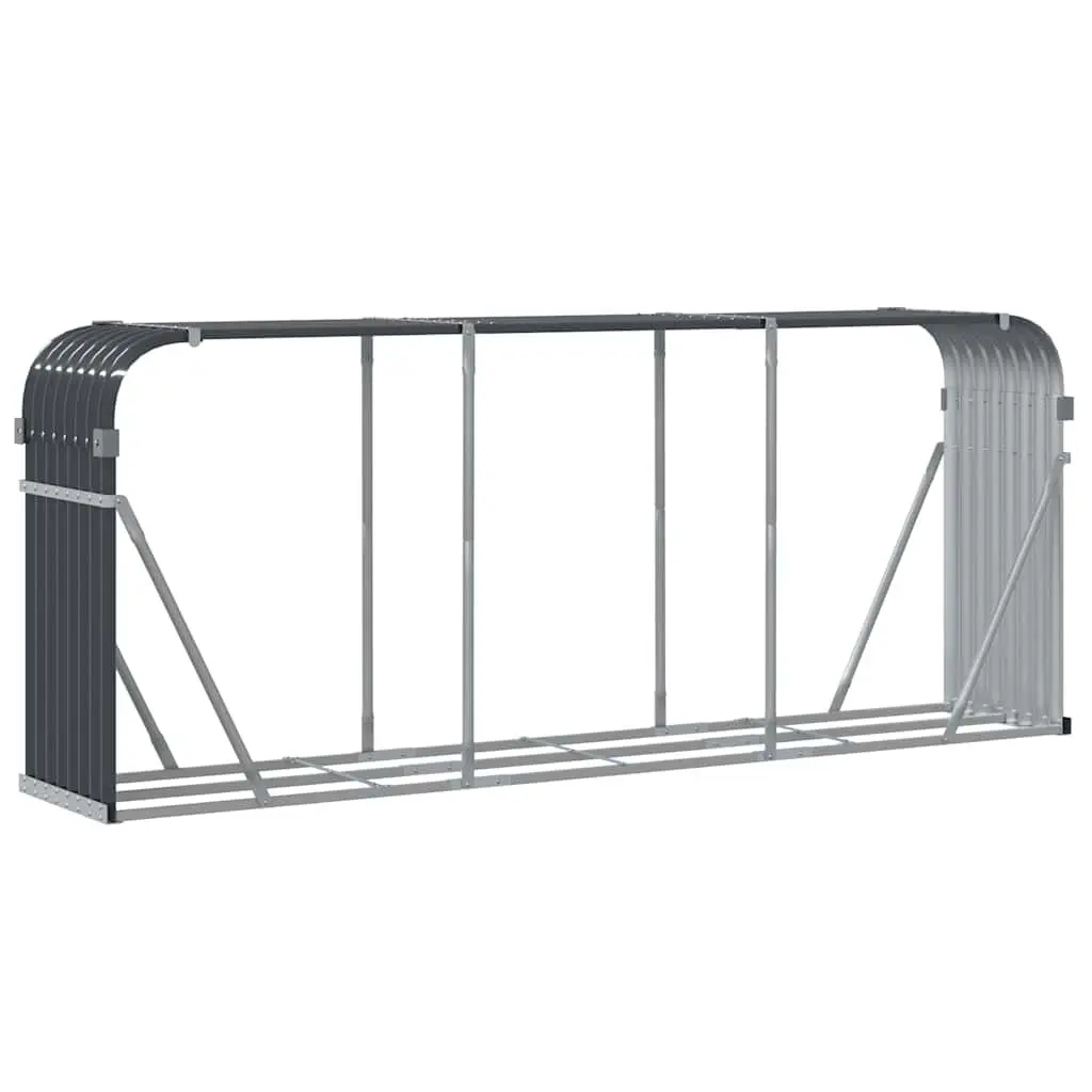 Log Storage Rack Heavy Duty Galvanised Steel 234x45x100cm Anthracite for Fireplace and Log Burner