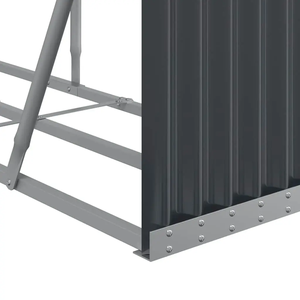 Log Storage Rack Heavy Duty Galvanised Steel 234x45x100cm Anthracite for Fireplace and Log Burner