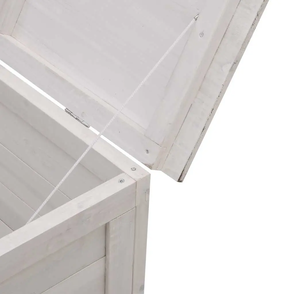 Garden Storage Box White Outdoor Wooden Cushion Storage Bench Patio Furniture
