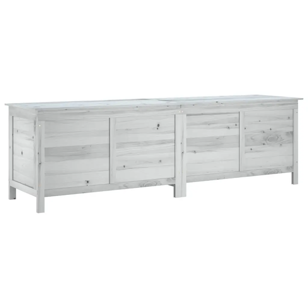 Garden Storage Box Solid Fir Wood 198.5 x 50 x 56.5 cm White Outdoor Cushion Chest