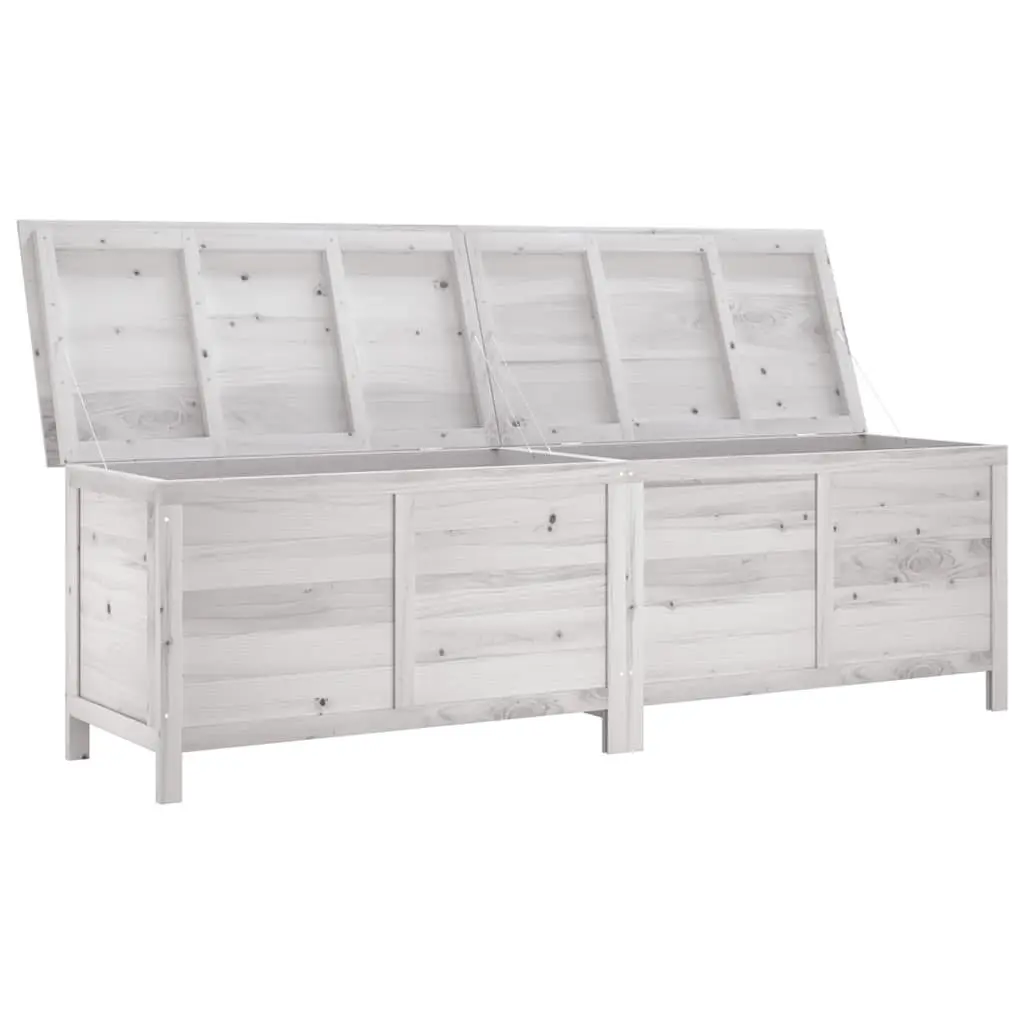 Garden Storage Box Solid Fir Wood 198.5 x 50 x 56.5 cm White Outdoor Cushion Chest