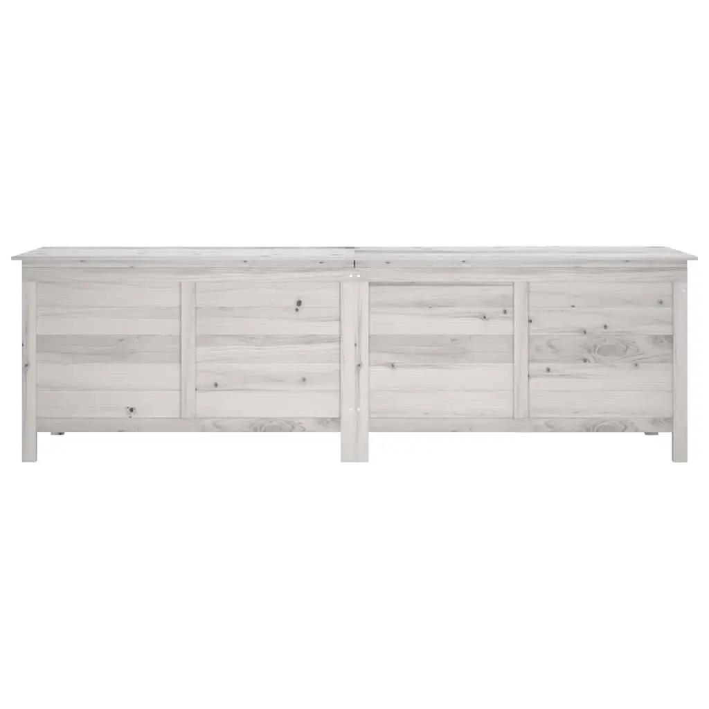 Garden Storage Box Solid Fir Wood 198.5 x 50 x 56.5 cm White Outdoor Cushion Chest