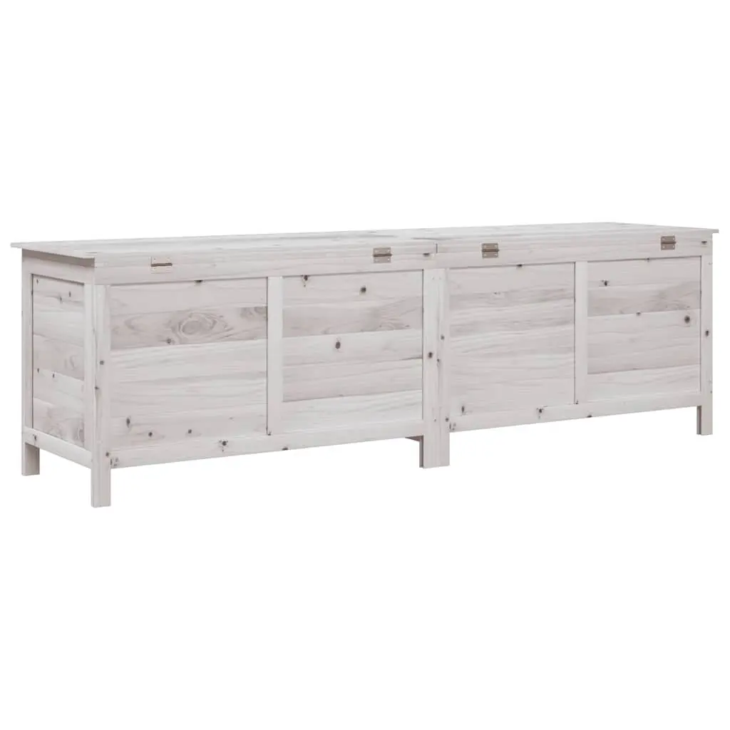 Garden Storage Box Solid Fir Wood 198.5 x 50 x 56.5 cm White Outdoor Cushion Chest