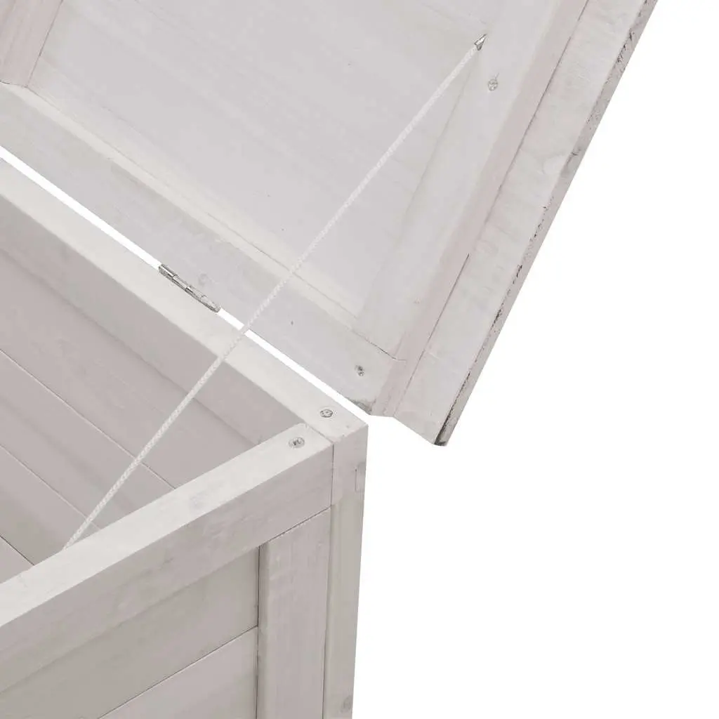 Garden Storage Box Solid Fir Wood 198.5 x 50 x 56.5 cm White Outdoor Cushion Chest