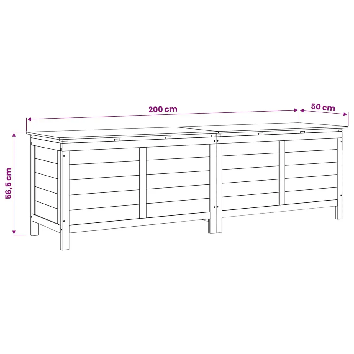 Garden Storage Box Solid Fir Wood 198.5 x 50 x 56.5 cm White Outdoor Cushion Chest