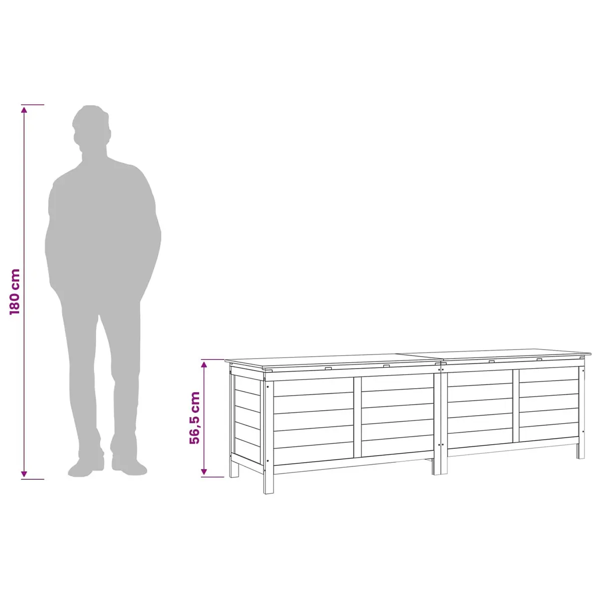 Garden Storage Box Solid Fir Wood 198.5 x 50 x 56.5 cm White Outdoor Cushion Chest