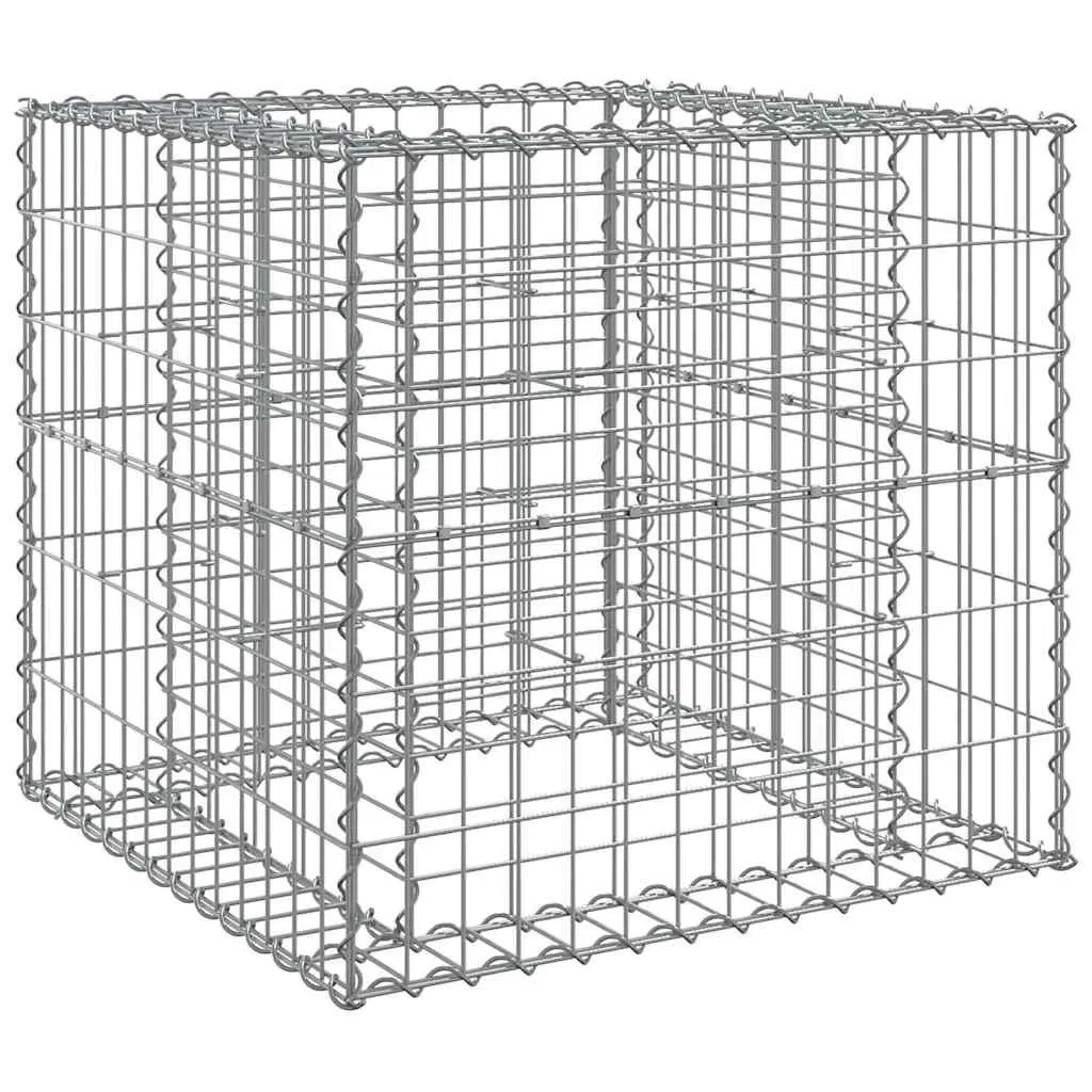 Silver Gabion Basket Galvanised Iron 70x70x65cm Outdoor Garden Planter Border
