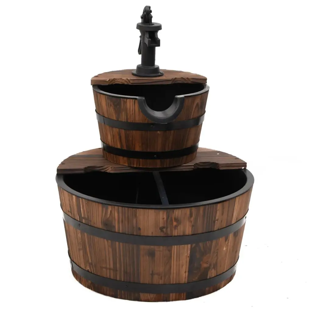 Water Fountain Solid Fir Wood Brown 44.5 x 44.5 x 58 cm Garden Patio Backyard Decorative Pump