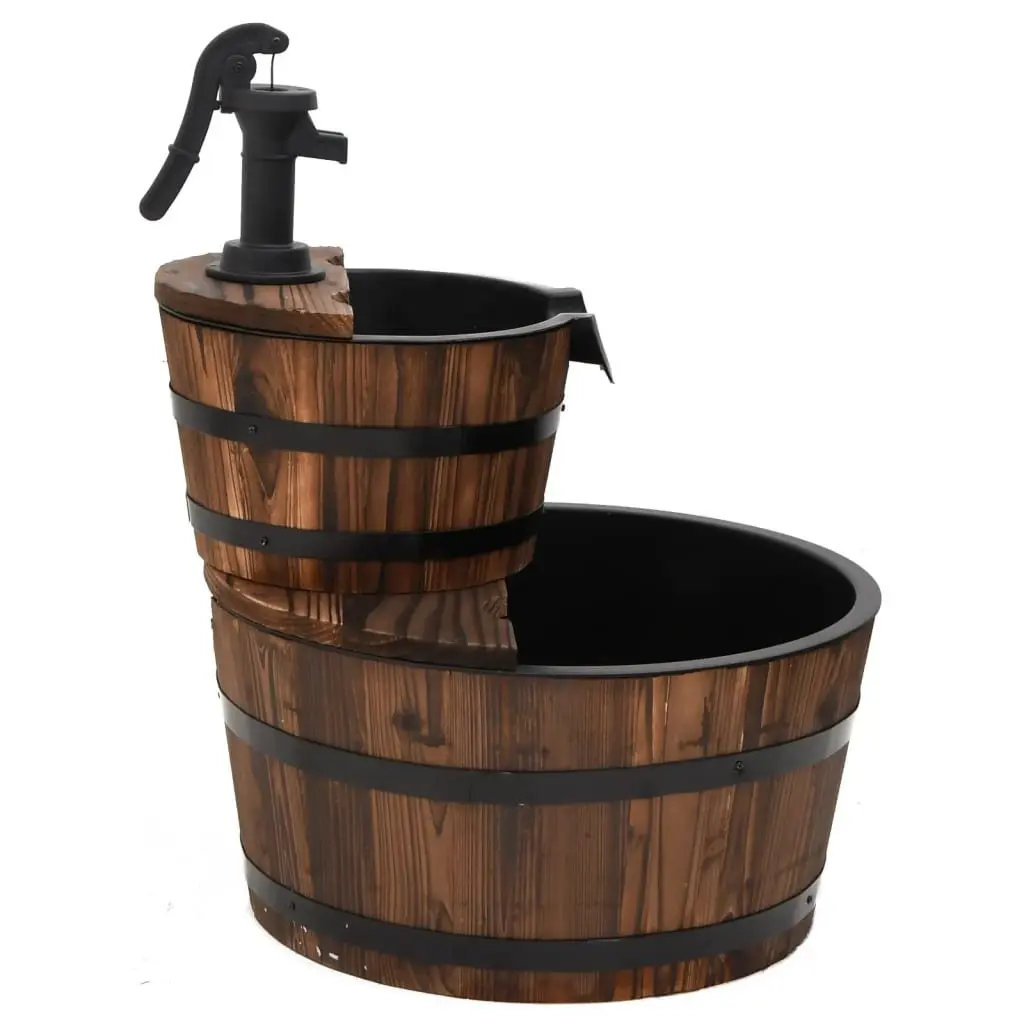 Water Fountain Solid Fir Wood Brown 44.5 x 44.5 x 58 cm Garden Patio Backyard Decorative Pump