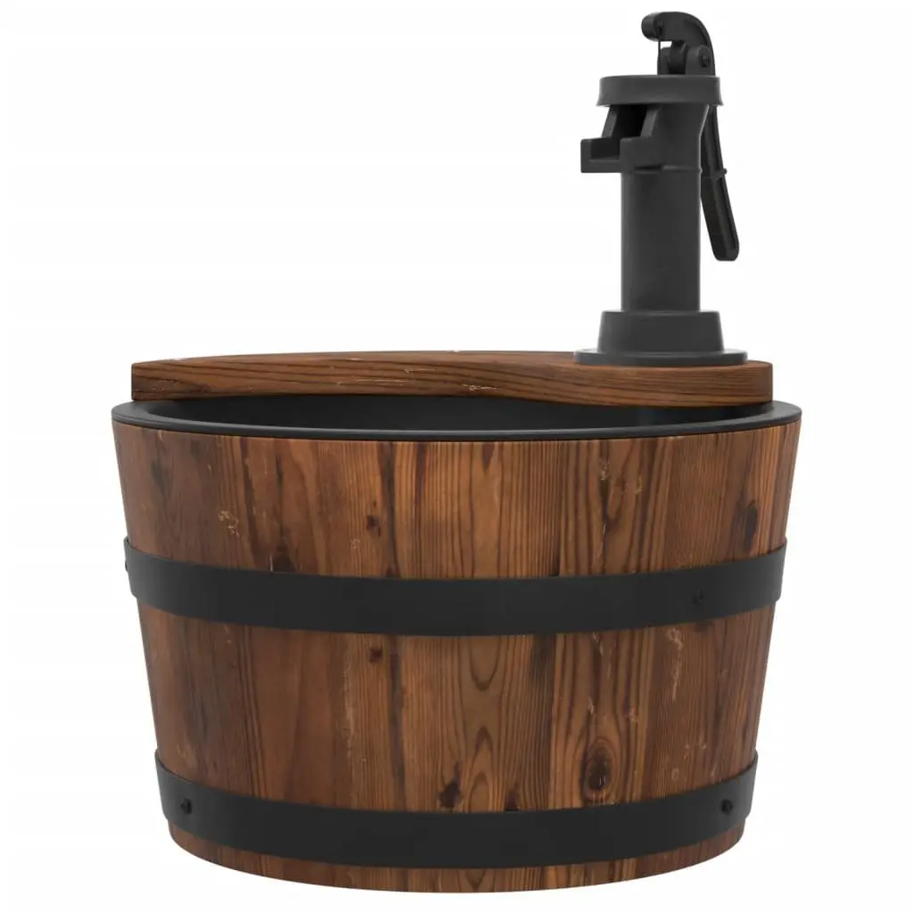 Wooden Garden Fountain Solid Fir Construction 28x28x34.5cm Brown Color Electric Pump Suitable for Backyard Patio Decor