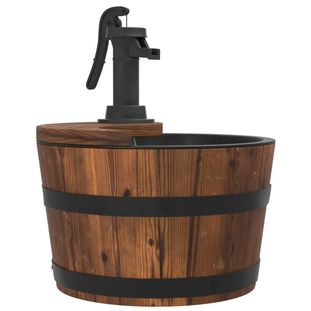 Wooden Garden Fountain Solid Fir Construction 28x28x34.5cm Brown Color Electric Pump Suitable for Backyard Patio Decor