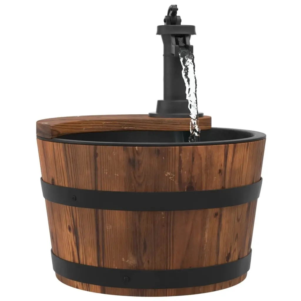 Wooden Garden Fountain Solid Fir Construction 28x28x34.5cm Brown Color Electric Pump Suitable for Backyard Patio Decor