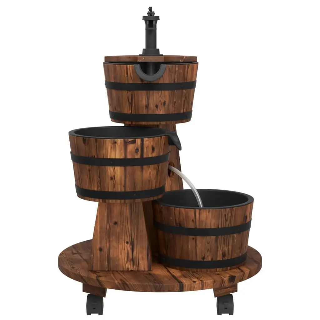 Water Fountain Solid Fir Wood 55 x 55 x 80 cm Brown Wheeled Outdoor Patio Garden Decor
