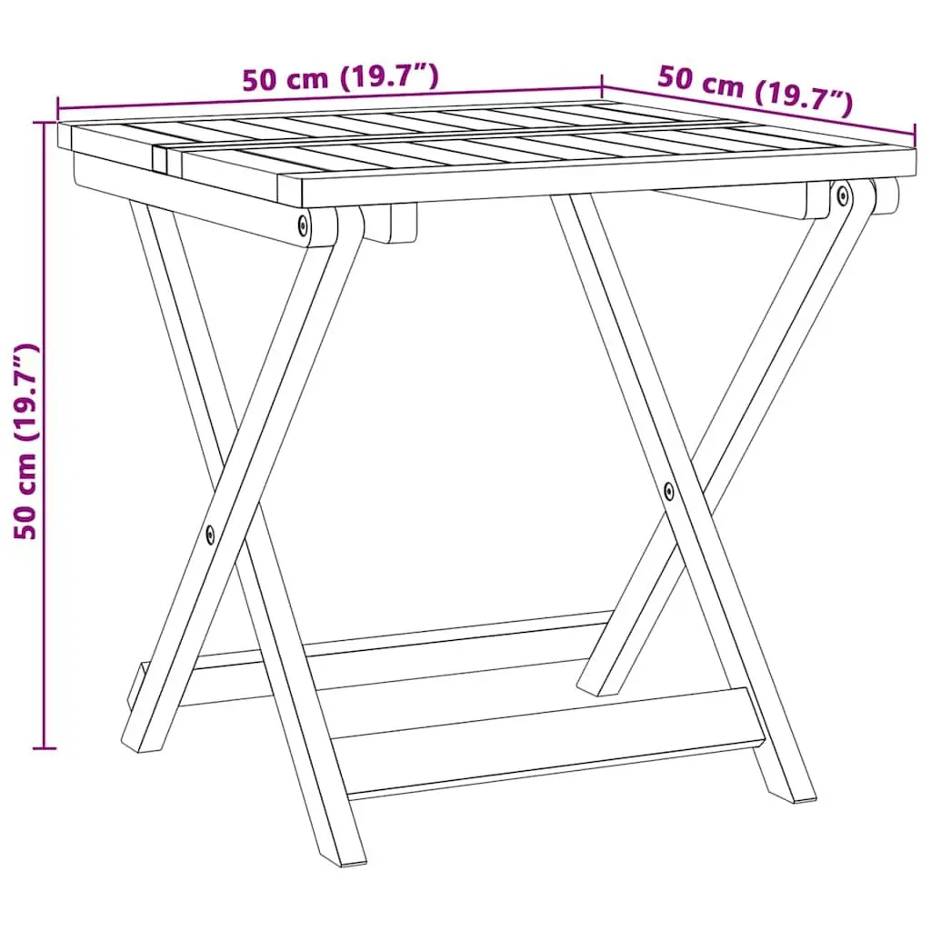 Folding Garden Table 50x50x50 cm Outdoor Patio Furniture Brown Wooden Acacia