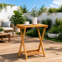 Folding Garden Table 50x36x60 cm Solid Wood Outdoor Dining Patio Furniture